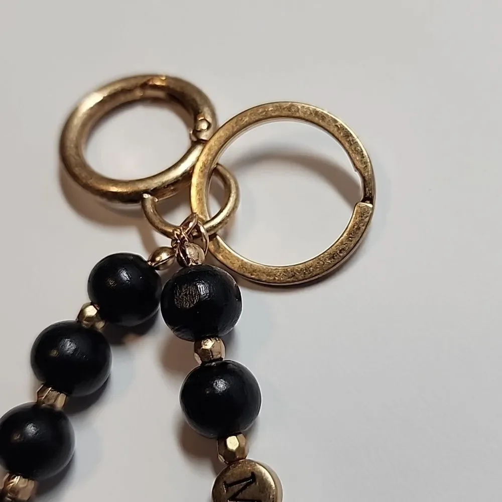 Black and Gold Beaded Keychain